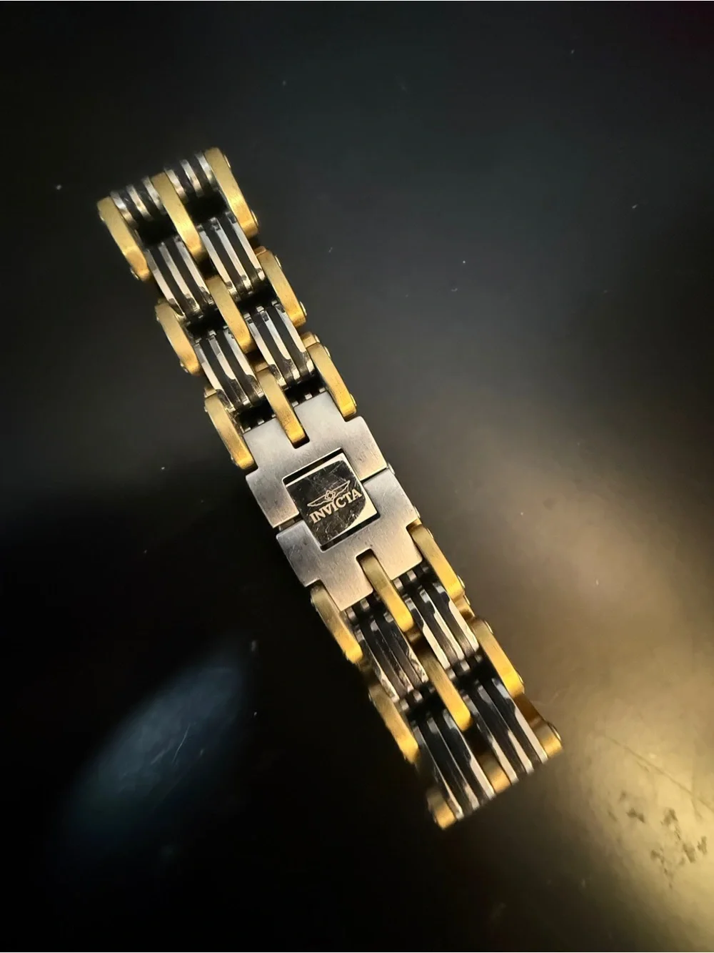 Invicta Gold and Black Stainless Steel Bracelet